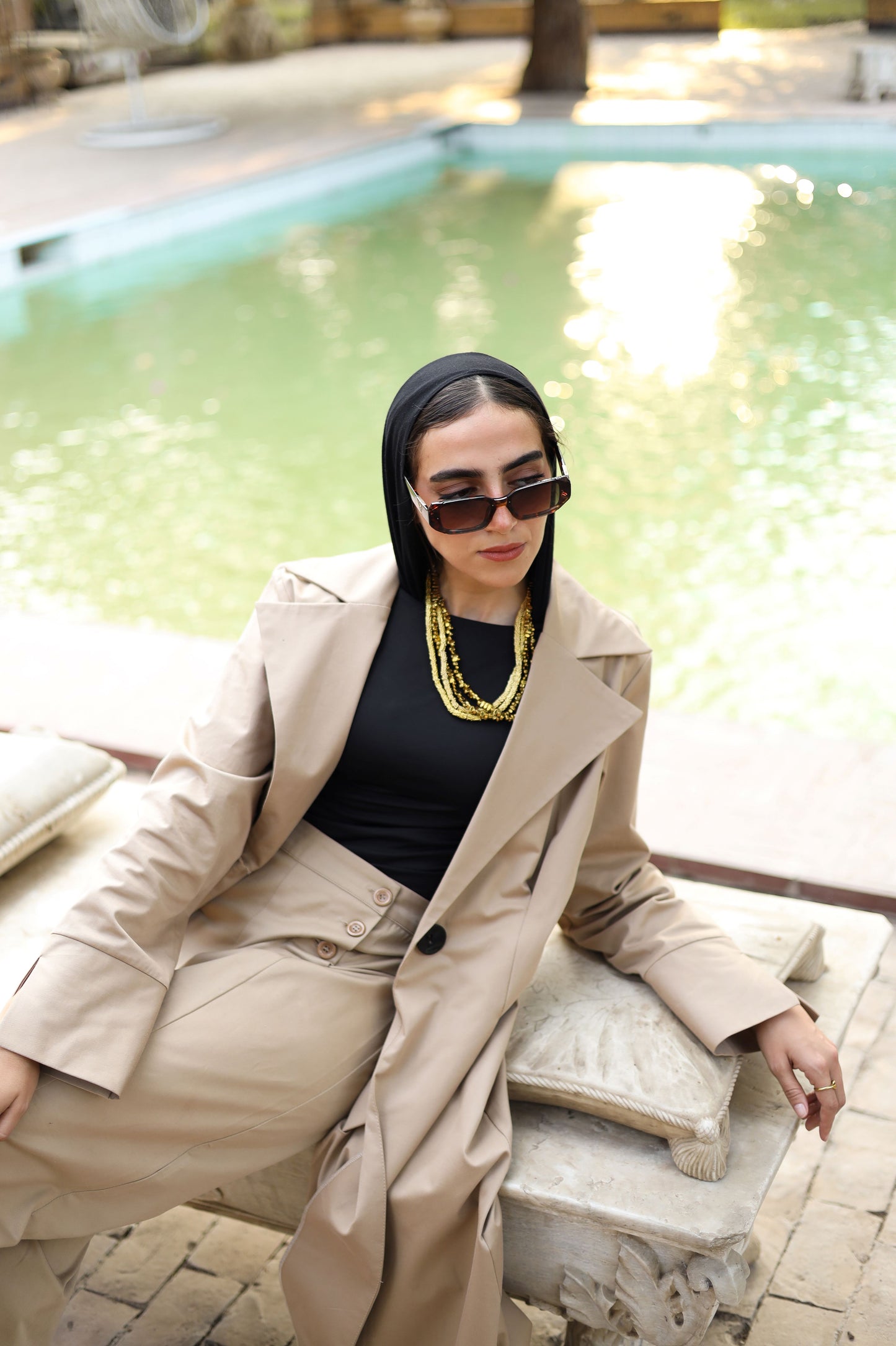 Buttoned Beige Pants