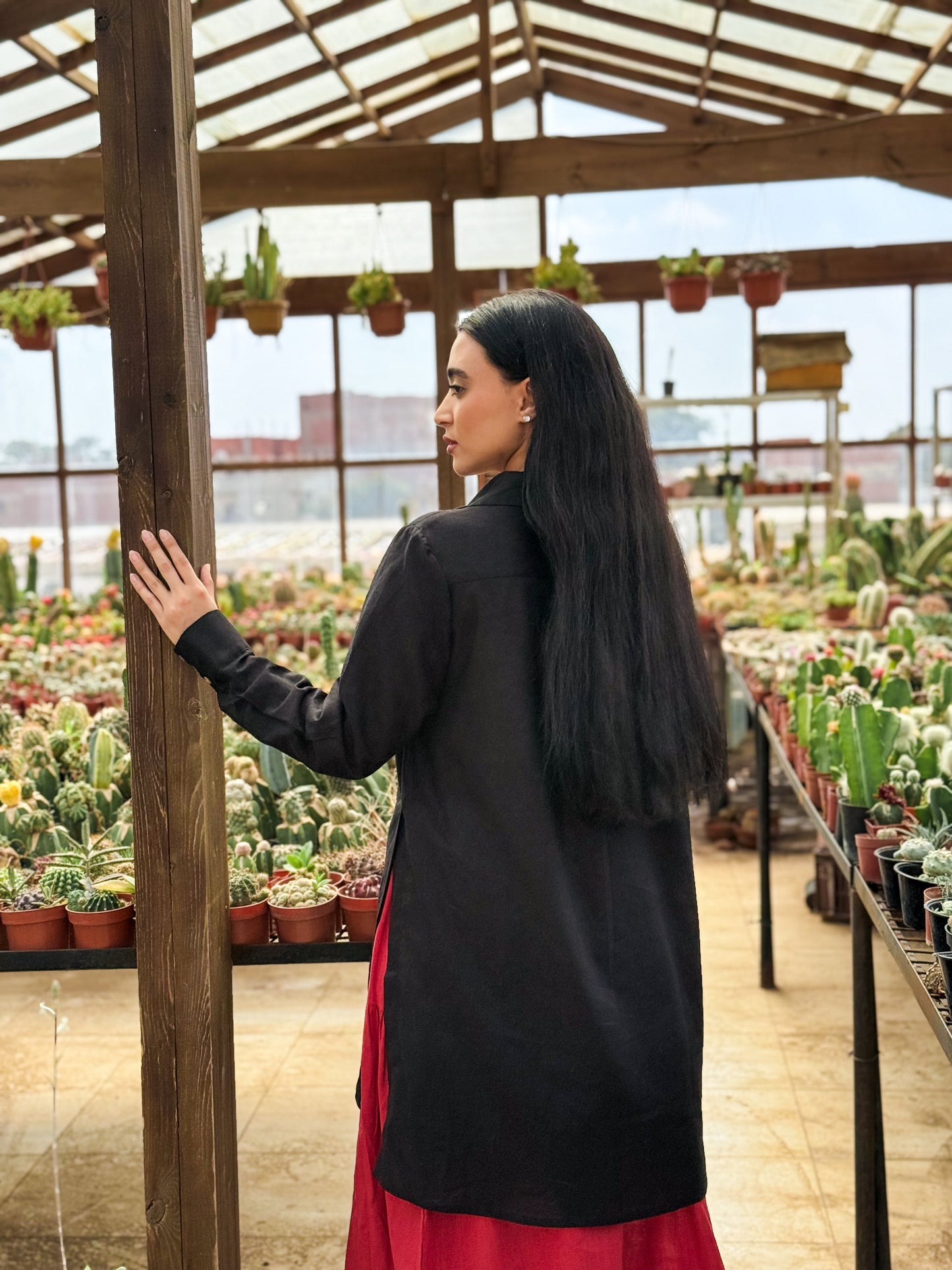 Zahra skirt set black and red