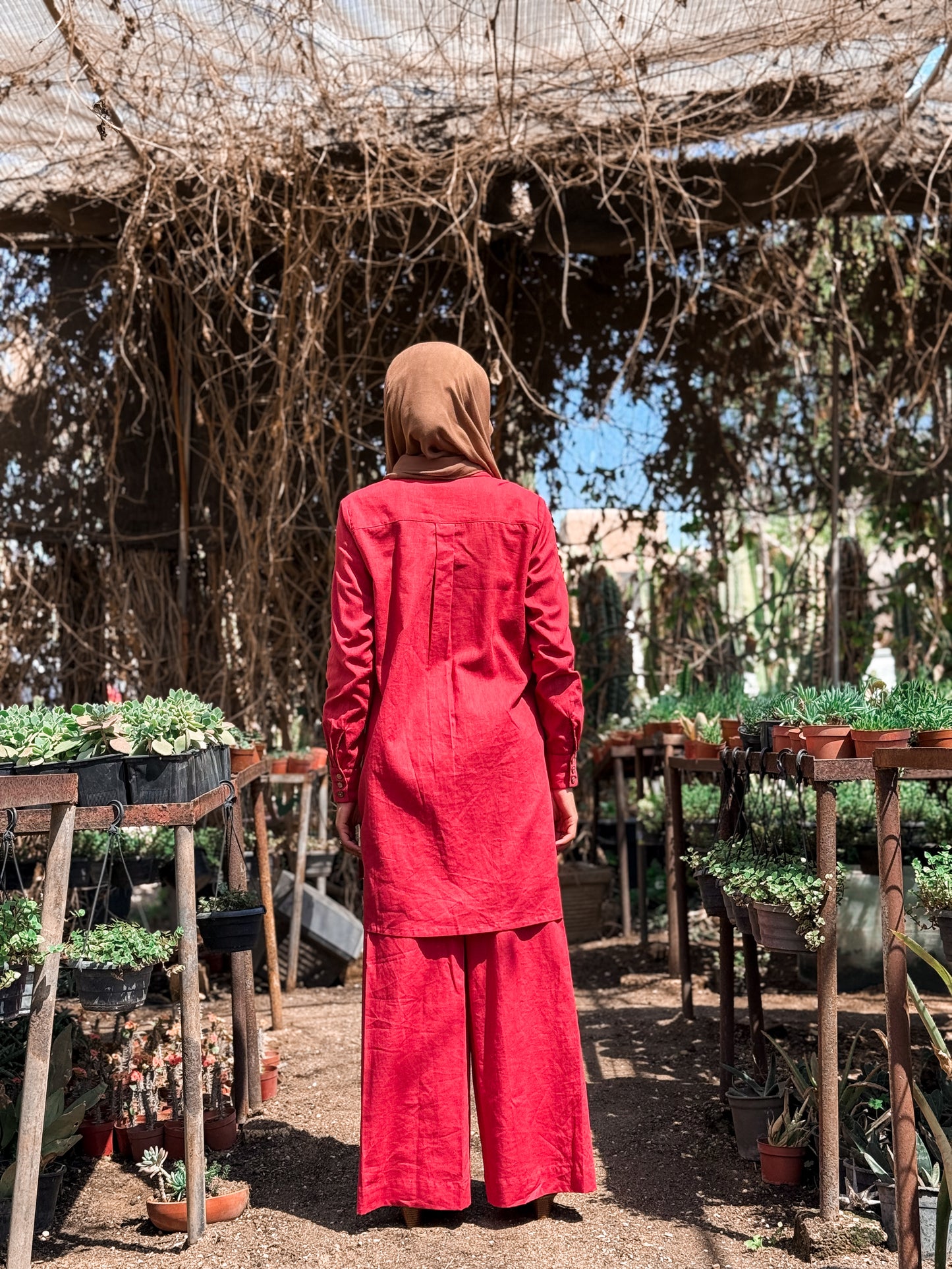 Zahara Linen Set-Red