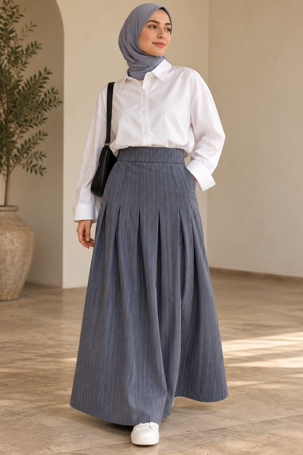 Pinestripe Flow Skirt