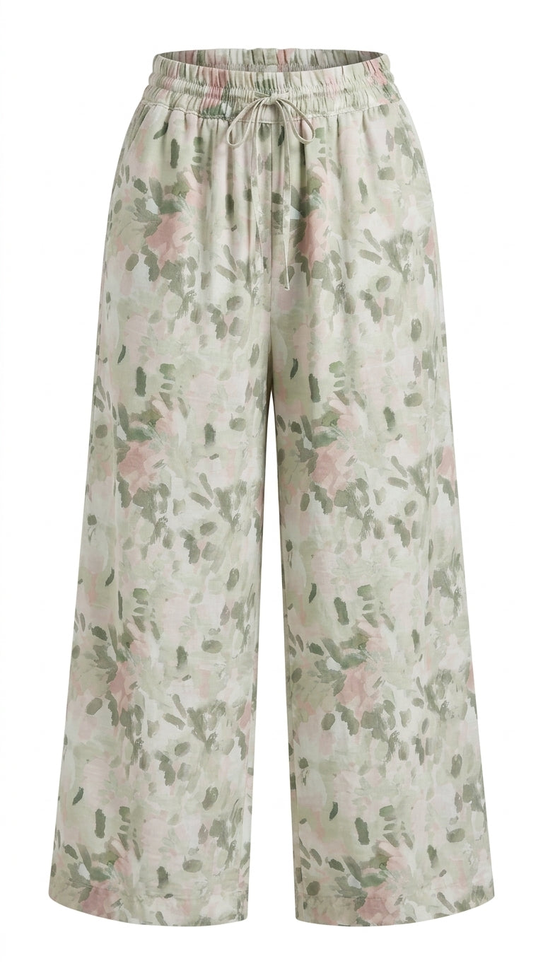 Empire High-Waist Wide-Leg Pants