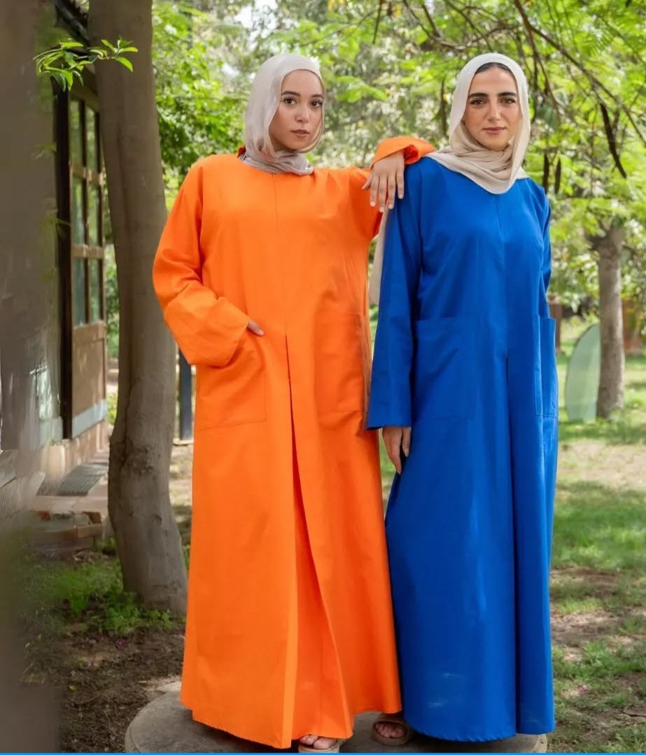 Linen Jalabia Dress Orange