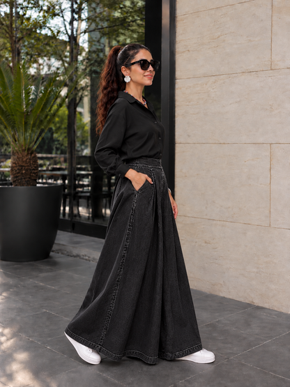Black Extra wide leg Denim