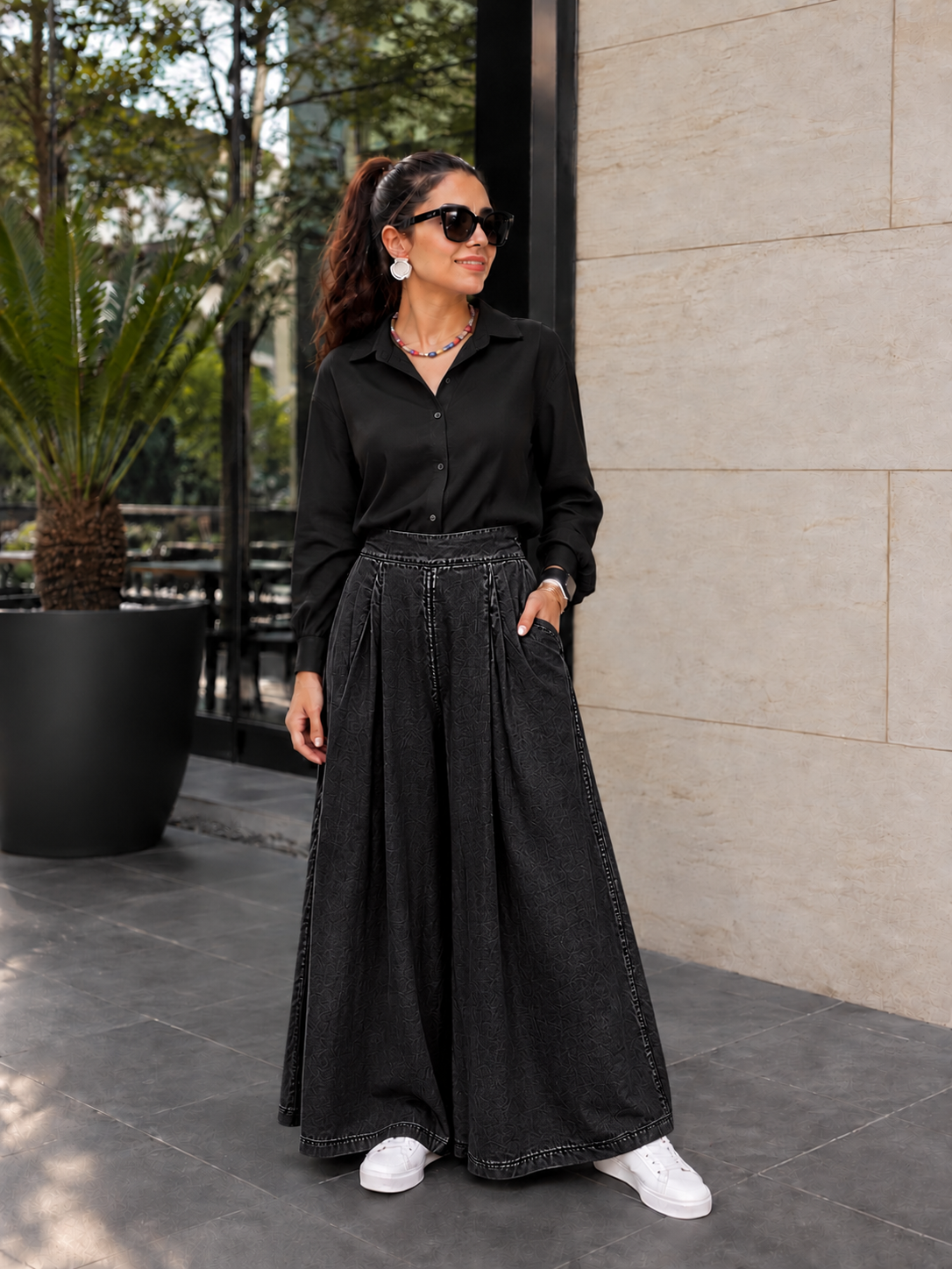 Black Extra wide leg Denim