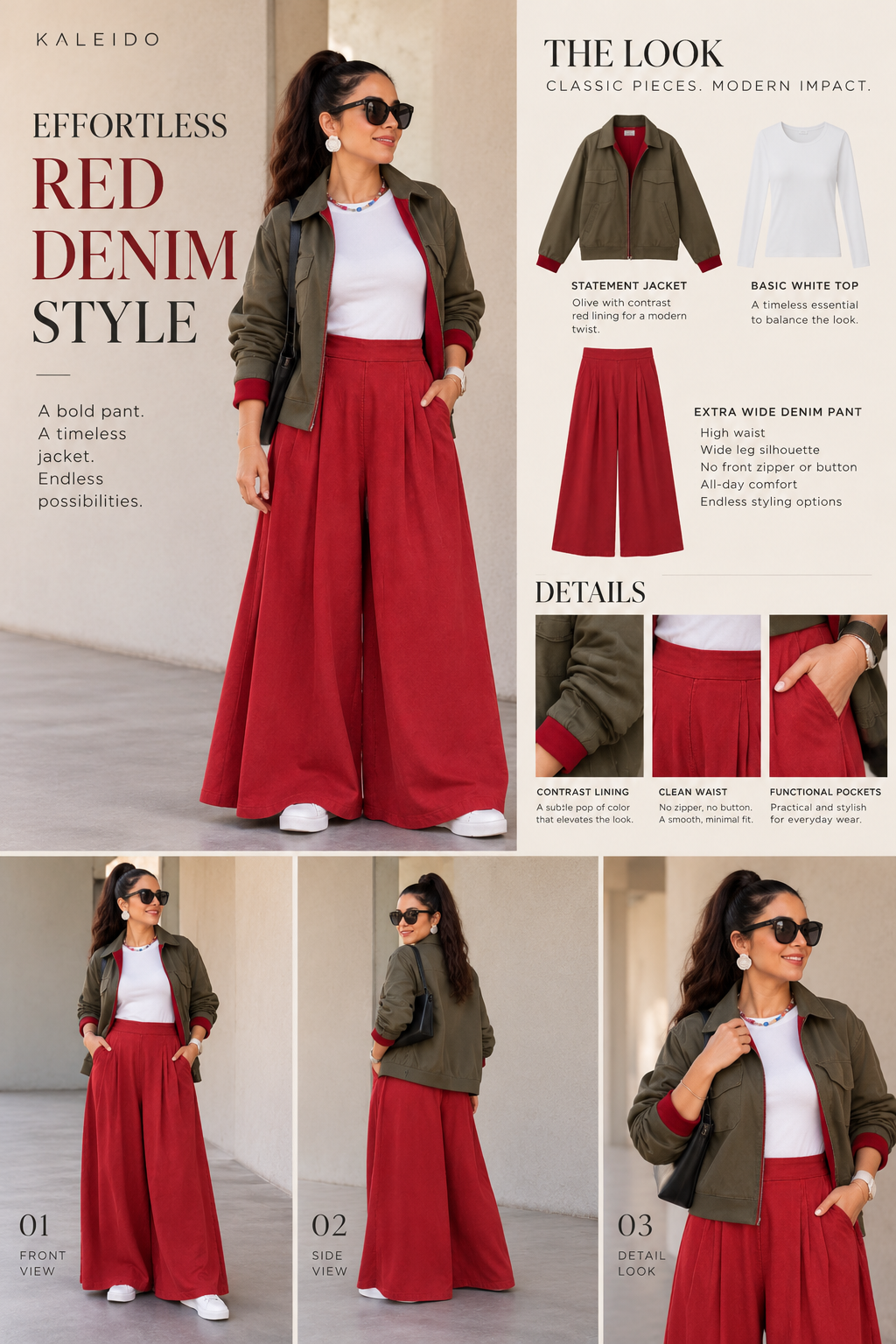 Red Extra wide leg Denim