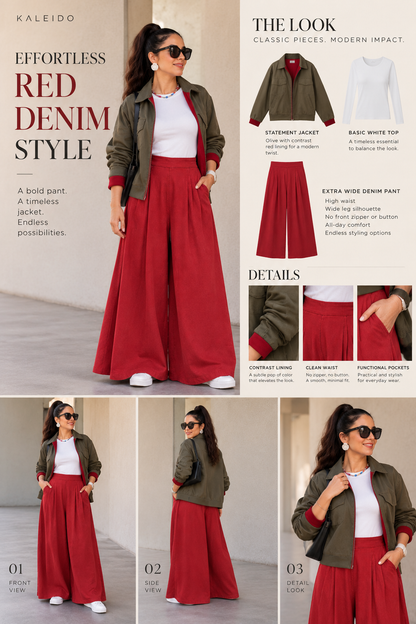 Red Extra wide leg Denim