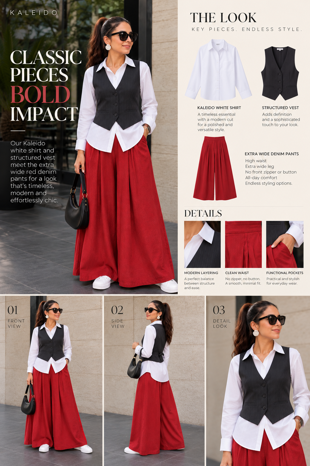 Red Extra wide leg Denim