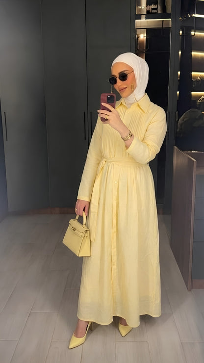 Pleated Linen Dress.