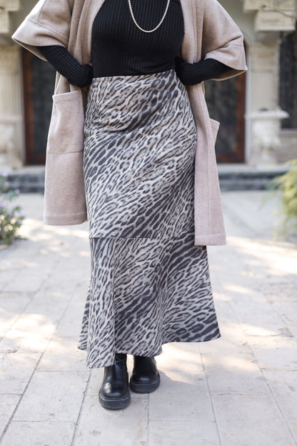 Suede Leopard Skirt