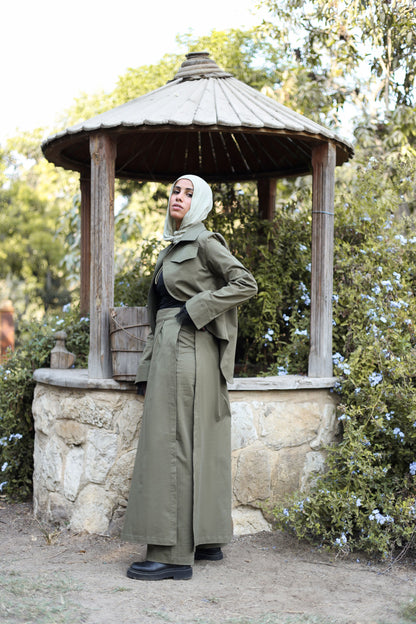 Layered Wrap skirt-Pants Set