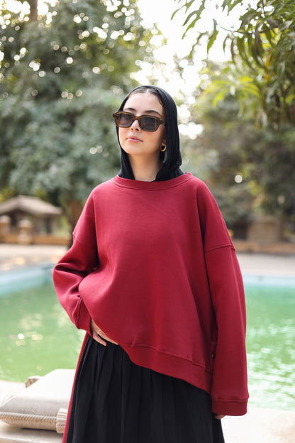 Milton Side Buttoned  Shirt Burgundy