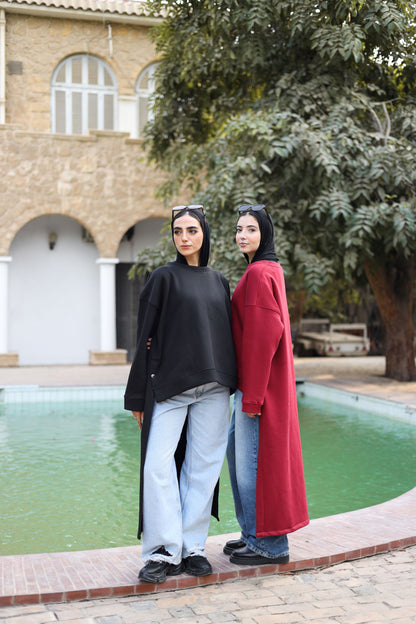 Melton side buttoned  Shirt black