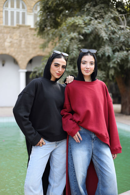 Melton side buttoned  Shirt black