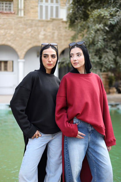 Melton side buttoned  Shirt black