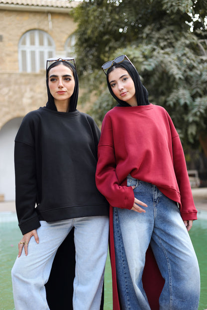 Melton side buttoned  Shirt black