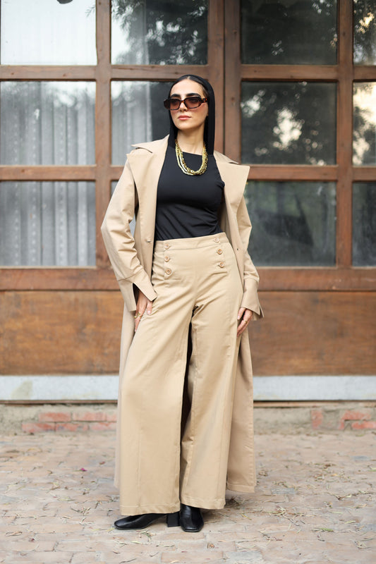 Buttoned Beige Pants