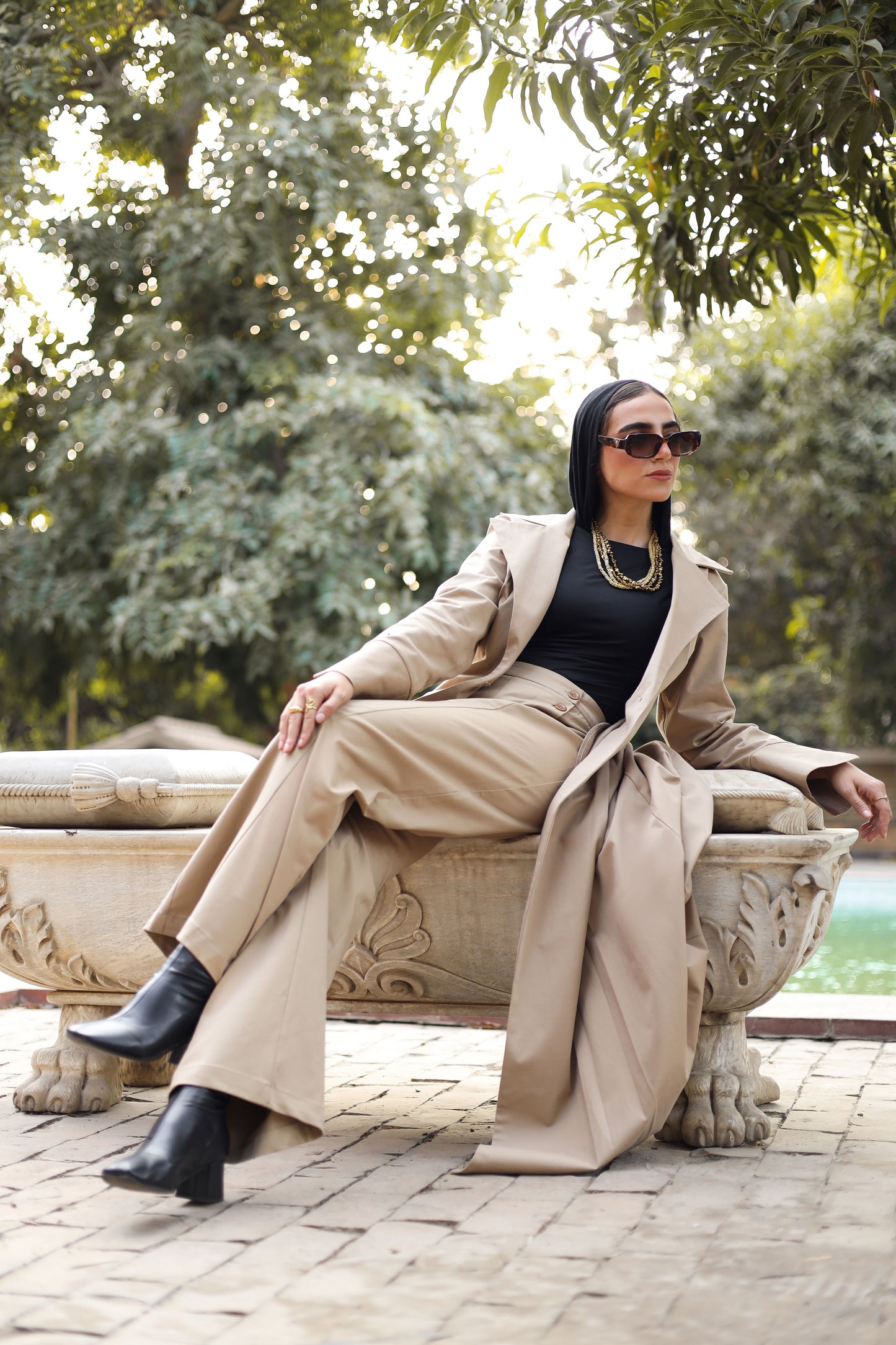 Buttoned Beige Pants