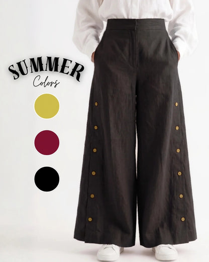 Buttoned Linen Pants