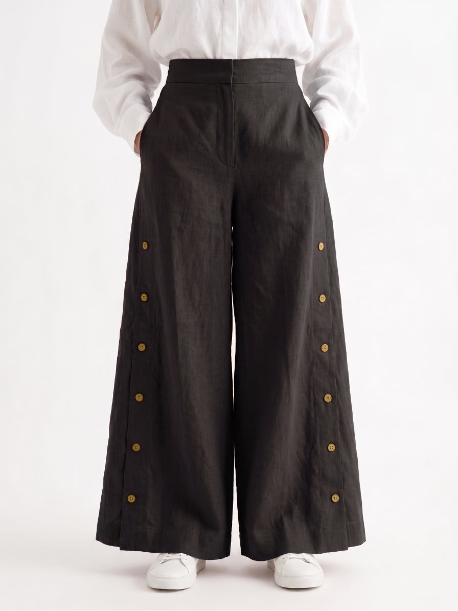 Buttoned Linen Pants (kiwi)