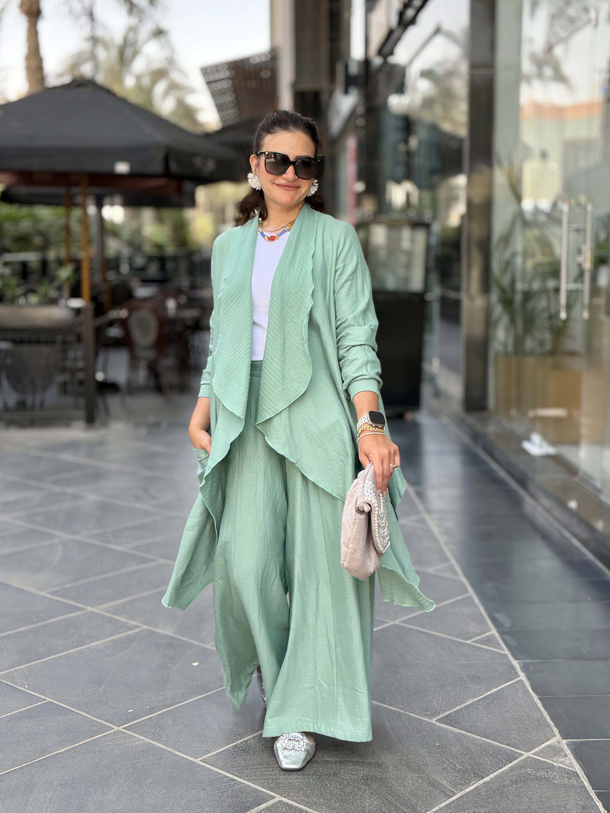 Flowy Cardigan Set Mint