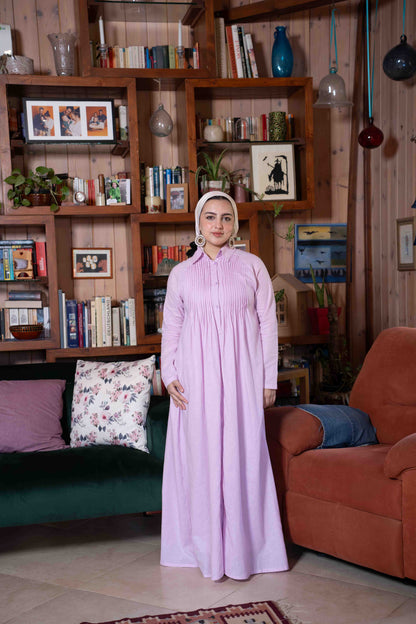 Lilac Pleated linen Dress