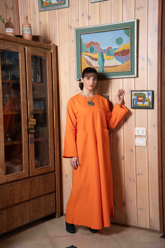 Linen Slit Dress Orange