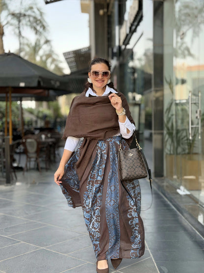 Double Closhe Printed Skirt🤎🤍