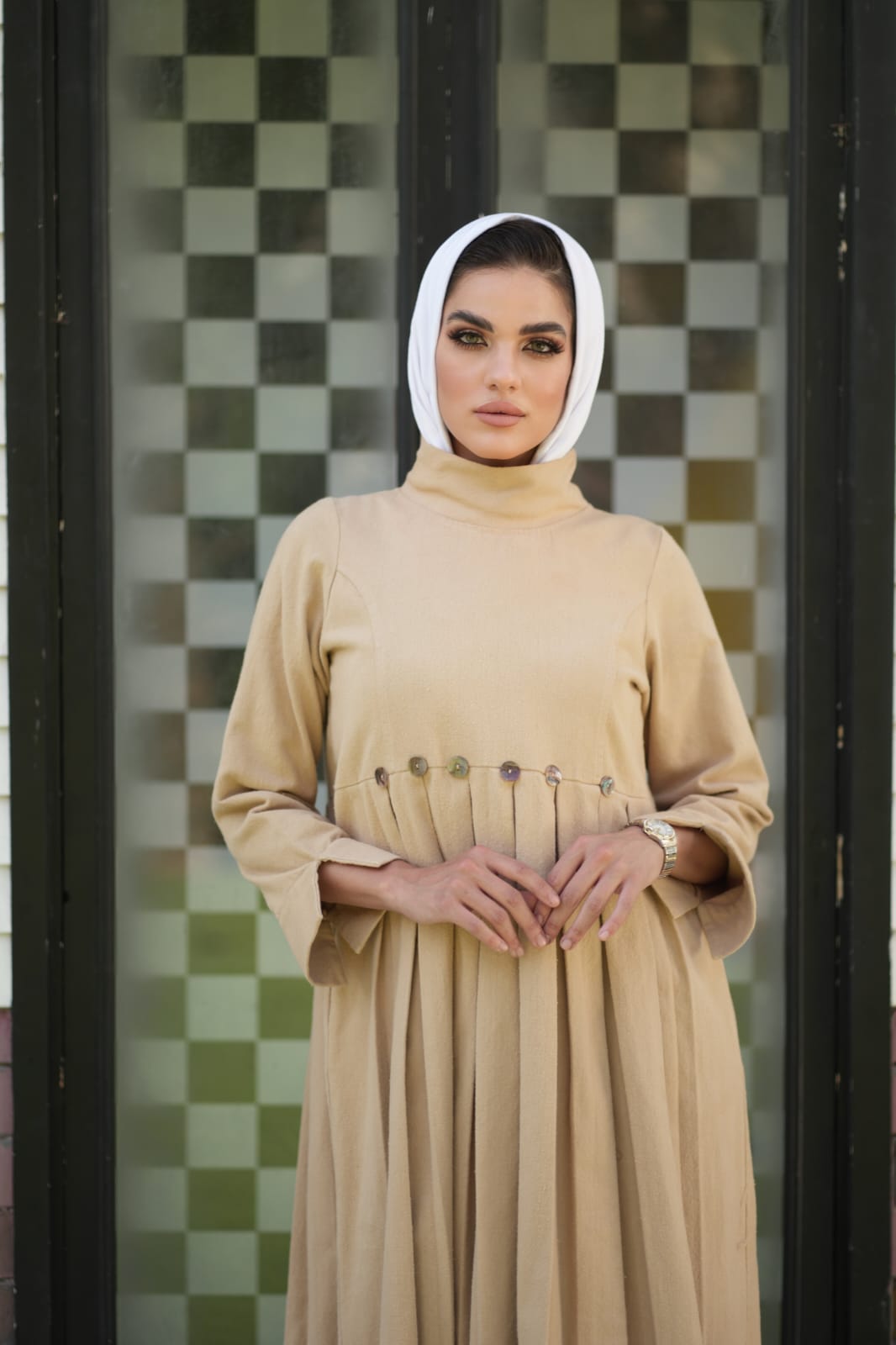 Pleated Wool Dress