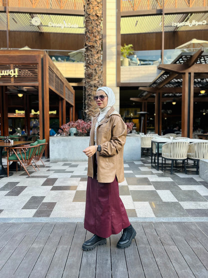 Zipped Collar  Leather Jacket