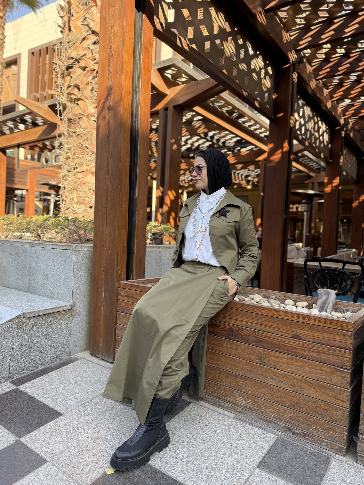 Layered Wrap skirt-Pants Set