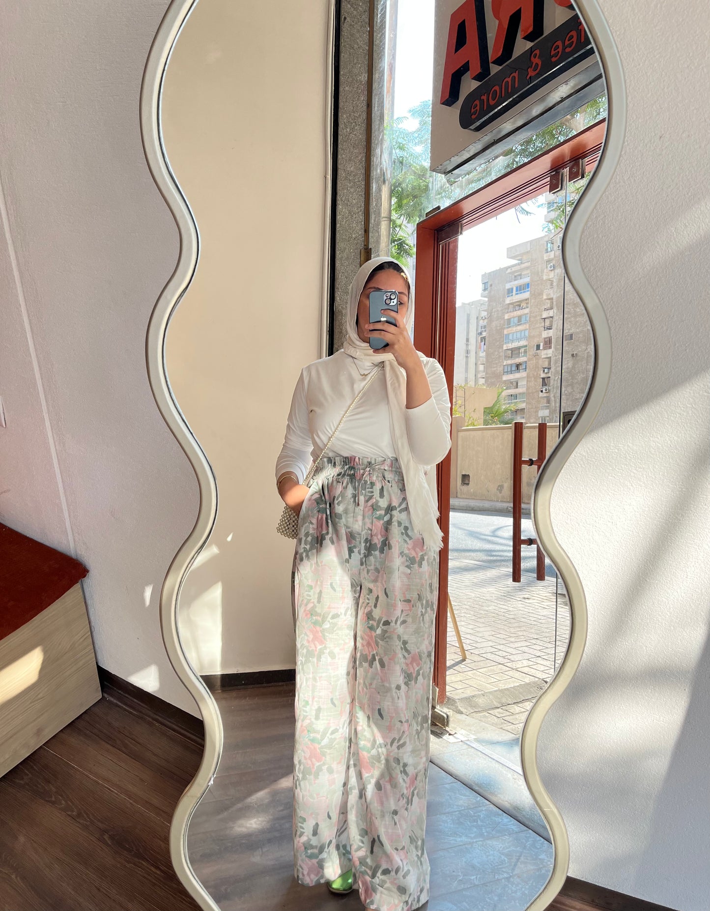 Empire High-Waist Wide-Leg Pants