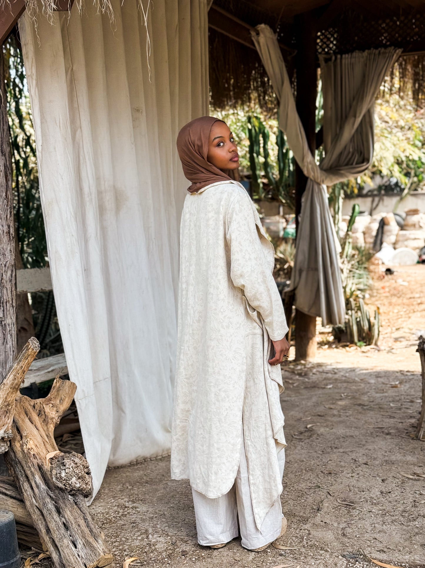 Printed Linen Cardigan