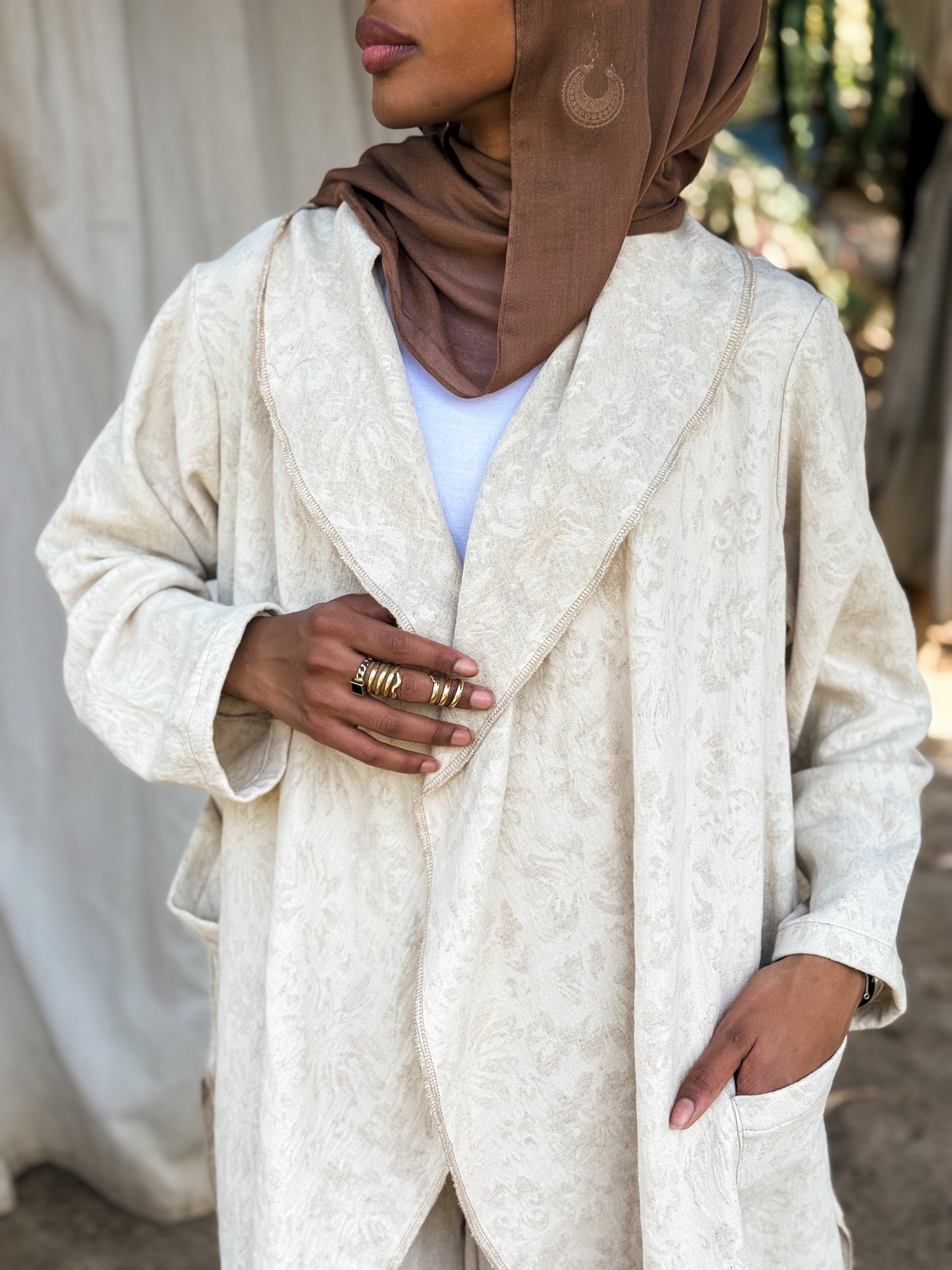 Printed Linen Cardigan