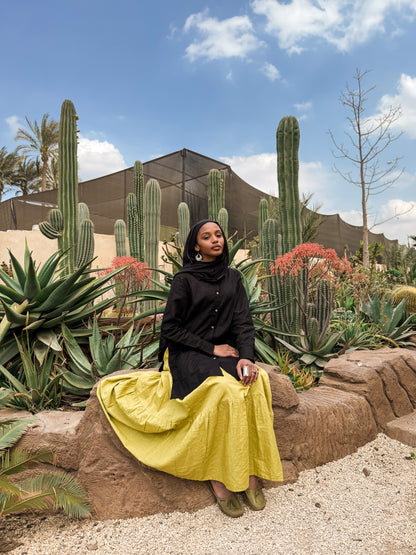 Layered Linen Skirt mustard