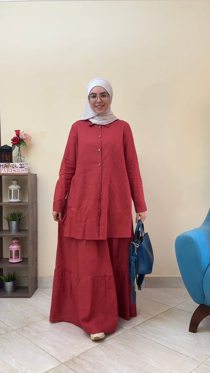 Zahara Skirt Set Burgundy