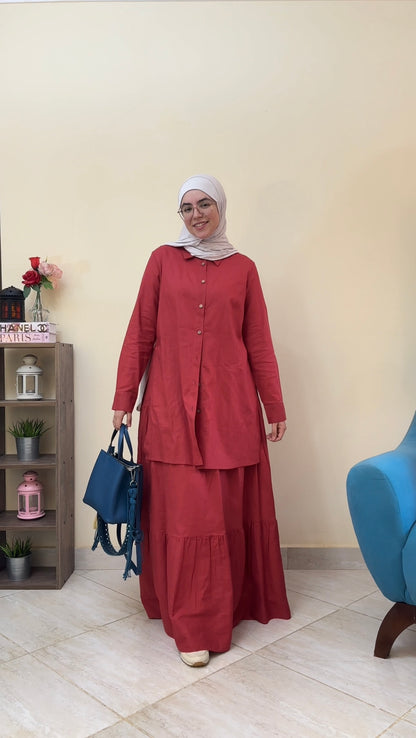 Linen Blouse Red