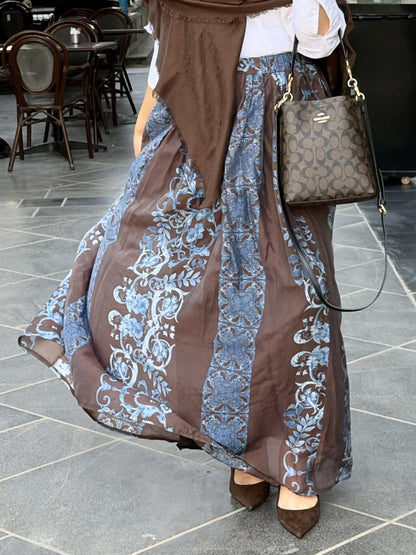 Double Closhe Printed Skirt🤎🤍