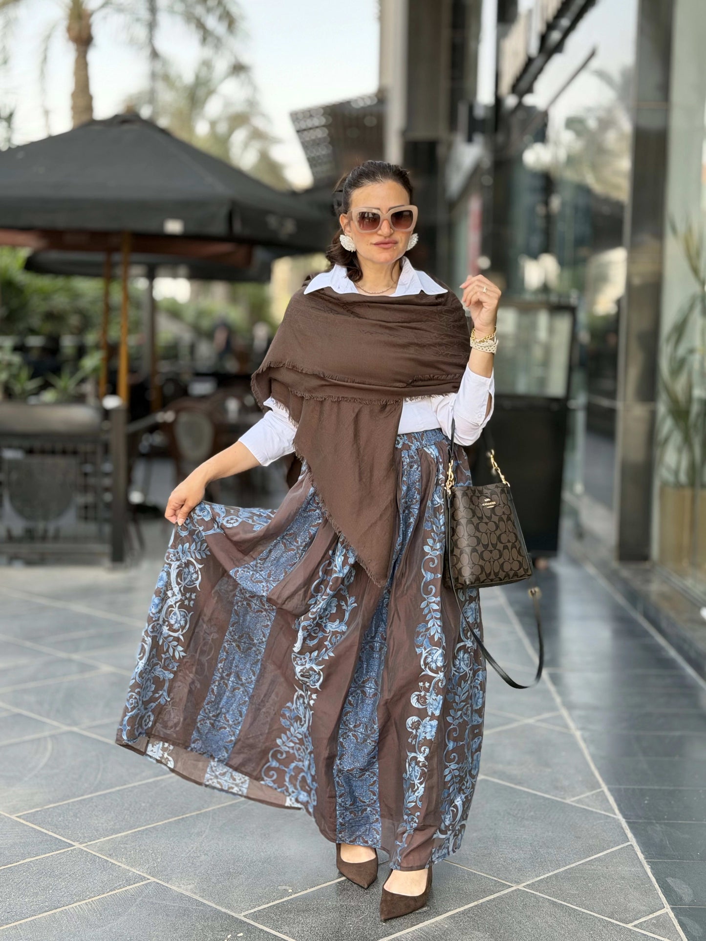 Double Closhe Printed Skirt🤎🤍