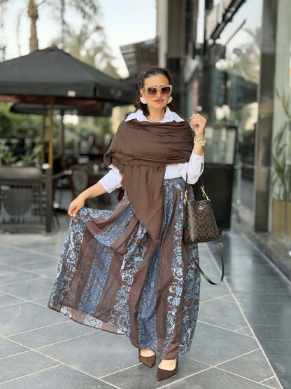 Double Closhe Printed Skirt🤎🤍