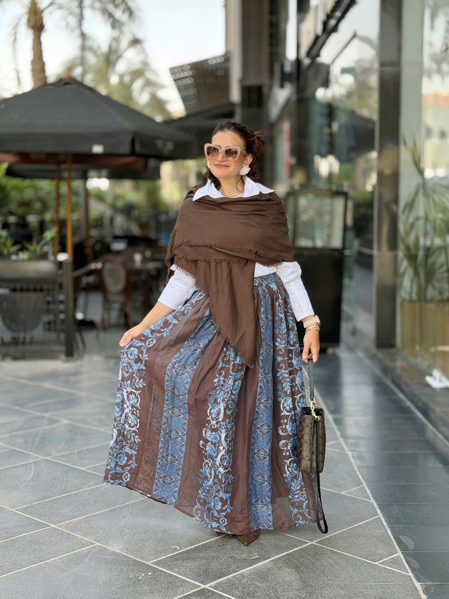 Double Closhe Printed Skirt🤎🤍
