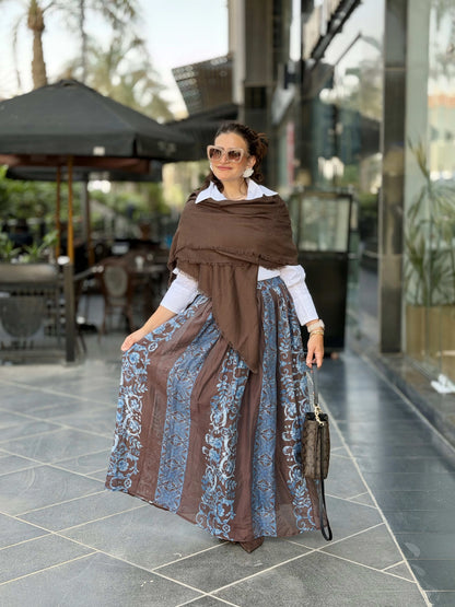 Double Closhe Printed Skirt🤎🤍