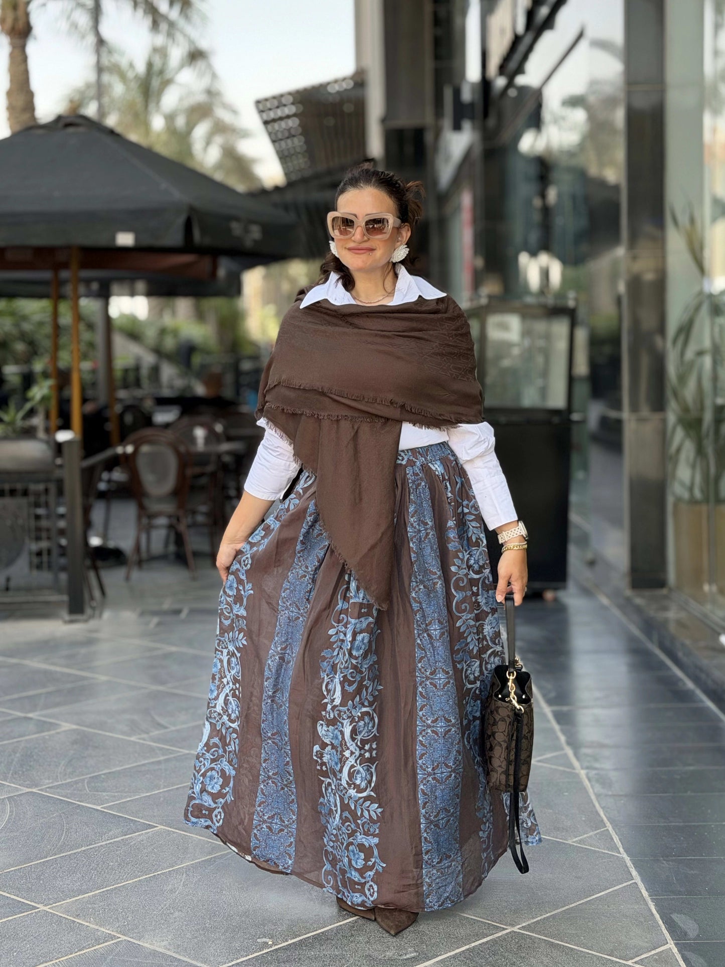 Double Closhe Printed Skirt🤎🤍