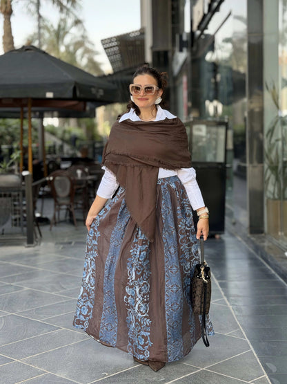 Double Closhe Printed Skirt🤎🤍
