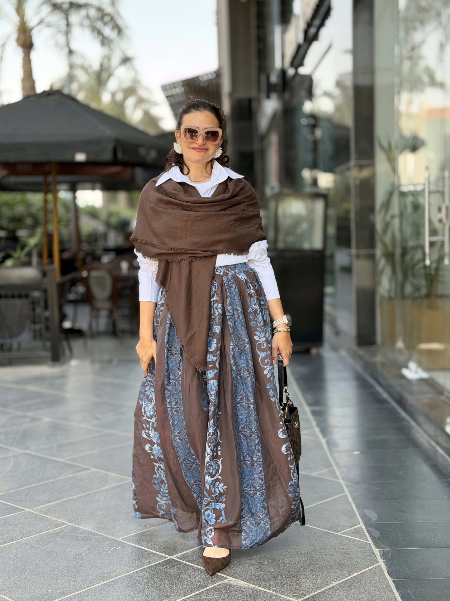 Double Closhe Printed Skirt🤎🤍