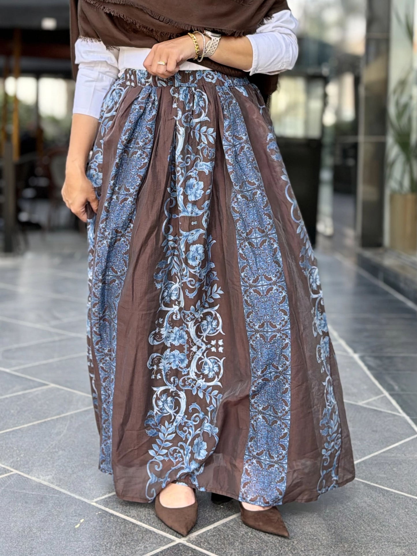 Double Closhe Printed Skirt🤎🤍