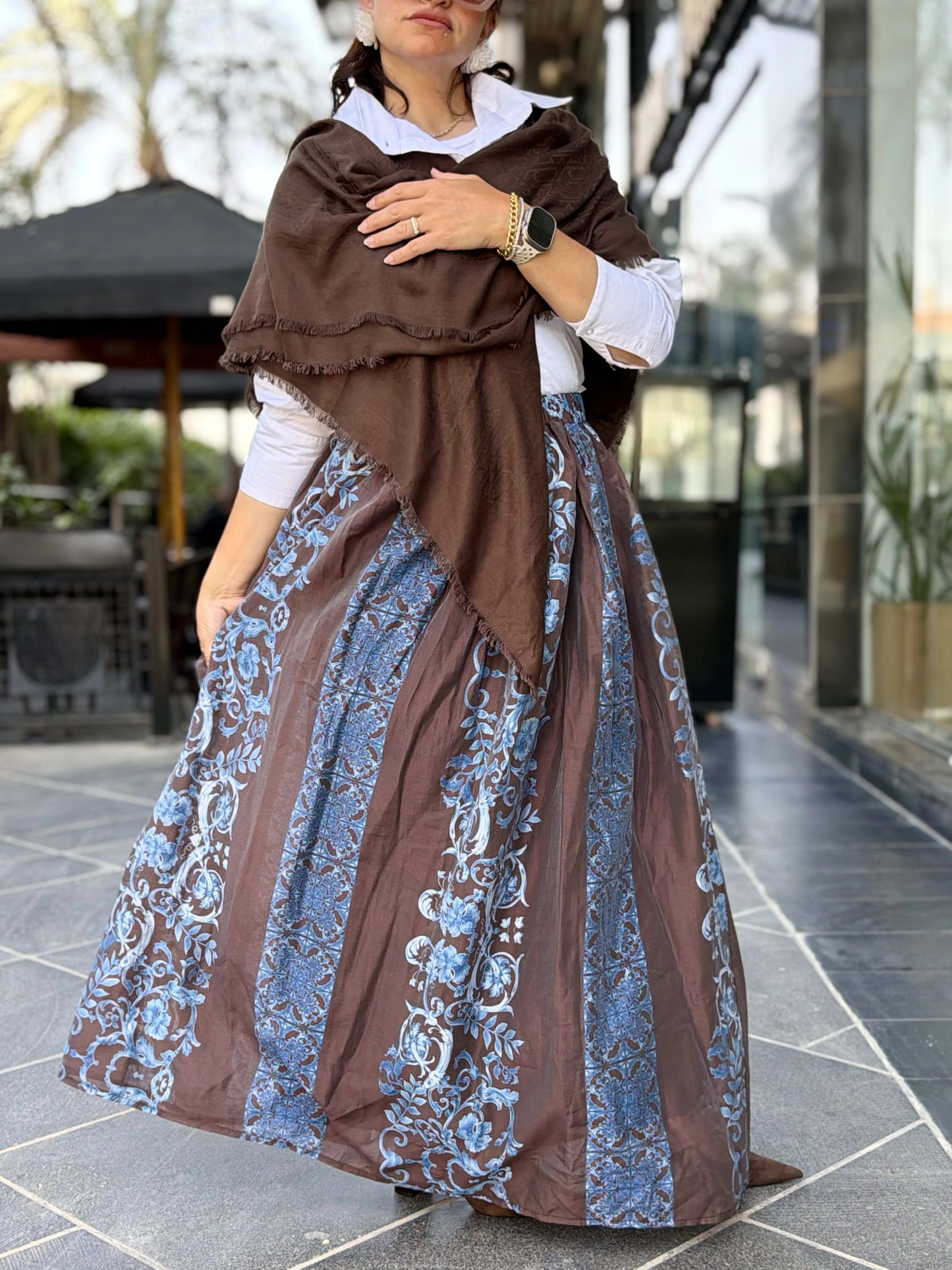 Double Closhe Printed Skirt🤎🤍