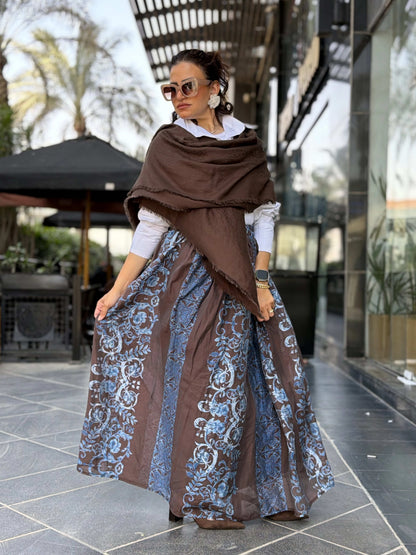 Double Closhe Printed Skirt🤎🤍