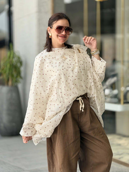 Polka Dot Layered Blouse🤍🤎