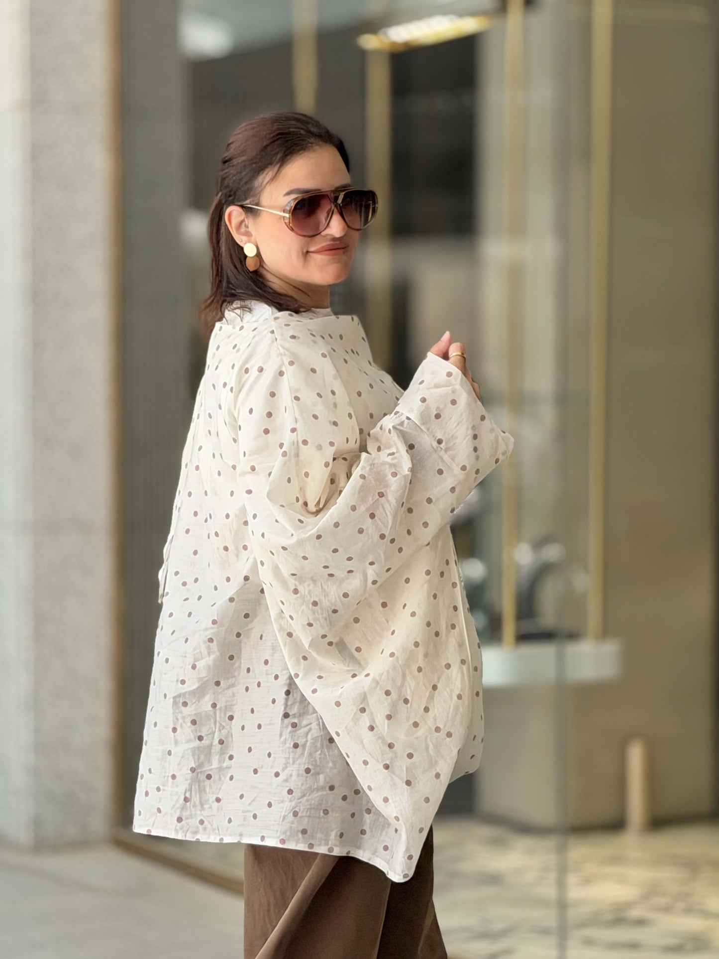 Polka Dot Layered Blouse🤍🤎