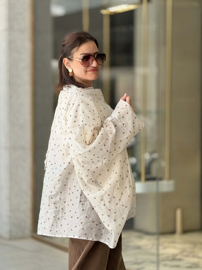Polka Dot Layered Blouse🤍🤎